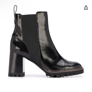See by Chloe Mallory lug sole black leather boots